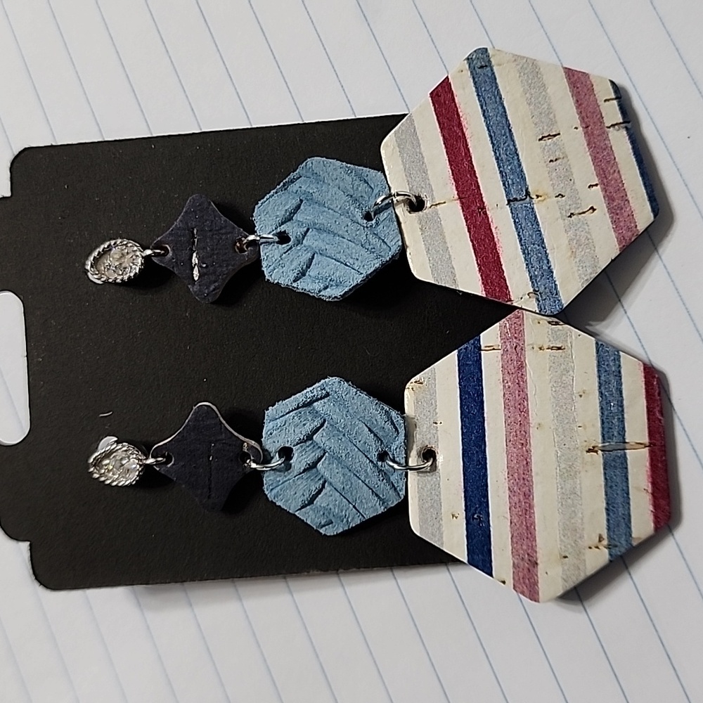 Handmade Cork Backed leather earrings